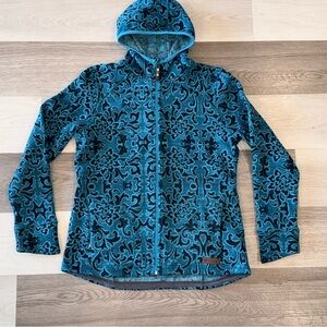 Sherpa Adventure Gear Women’s Large Blue & Black Scroll Print Full Zip Fleece